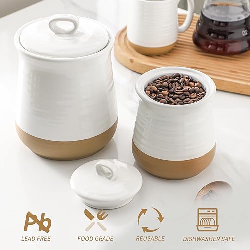 Miniatura 3 de Hasense Tarro de almacenamiento de alimentos de cerámica, recipiente grande de cocina de 88 onzas con tapa, recipientes herméticos de almacenamiento