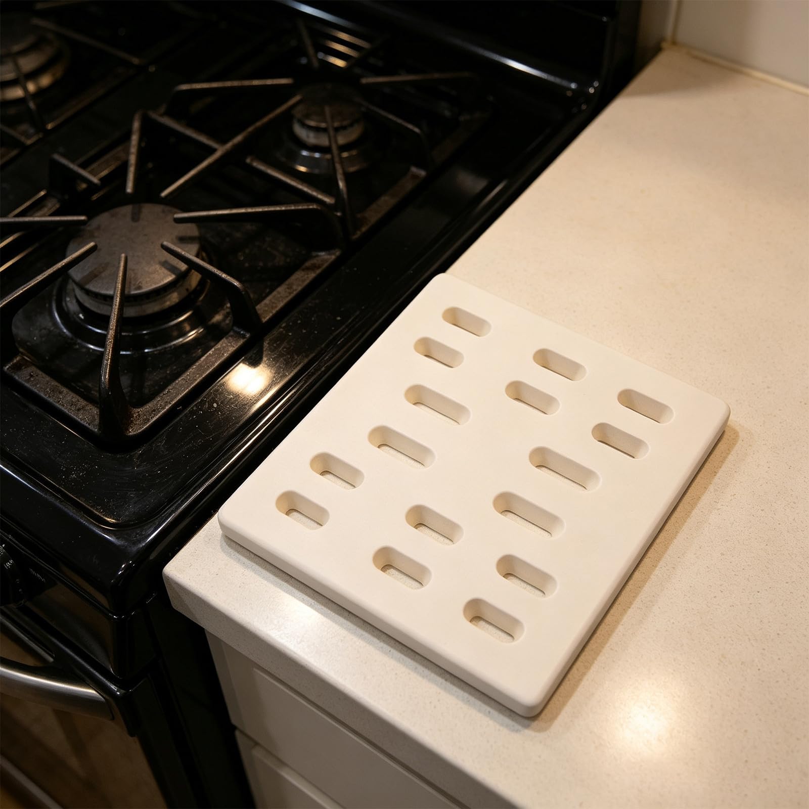 ibasenice Diffusore di Fiamma in Mattoni ceramici - Piastra radiante per Barbecue a Gas da 8x7,2 Pollici - Bricchetti in Ceramica Resistenti, Ideali per grigliate estive.
