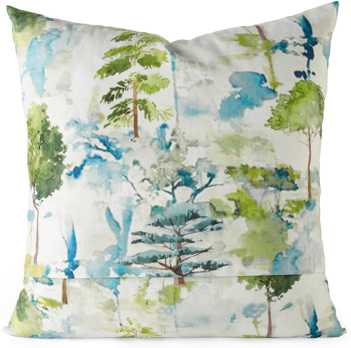 HPD Half Price Drapes Textured Cotton Printed Cushion Pillow Covers (Set of 2) - Decorative Throw Pillow Covers 18x18 Inch for Bedroom and Living Room - Grove Teal Blue