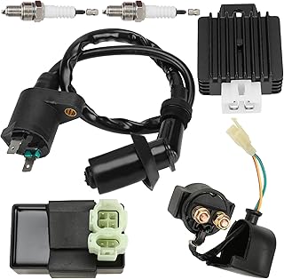 AC CDI Box Starter Solenoid Relay Ignition Coil Voltage Regulator Rectifier Spark plug for GY6 50cc 125cc 150cc 4-stroke Engines TaoTao Roketa Scooter Moped Motor ATV Go Kart Quad Pit Dirt Bike