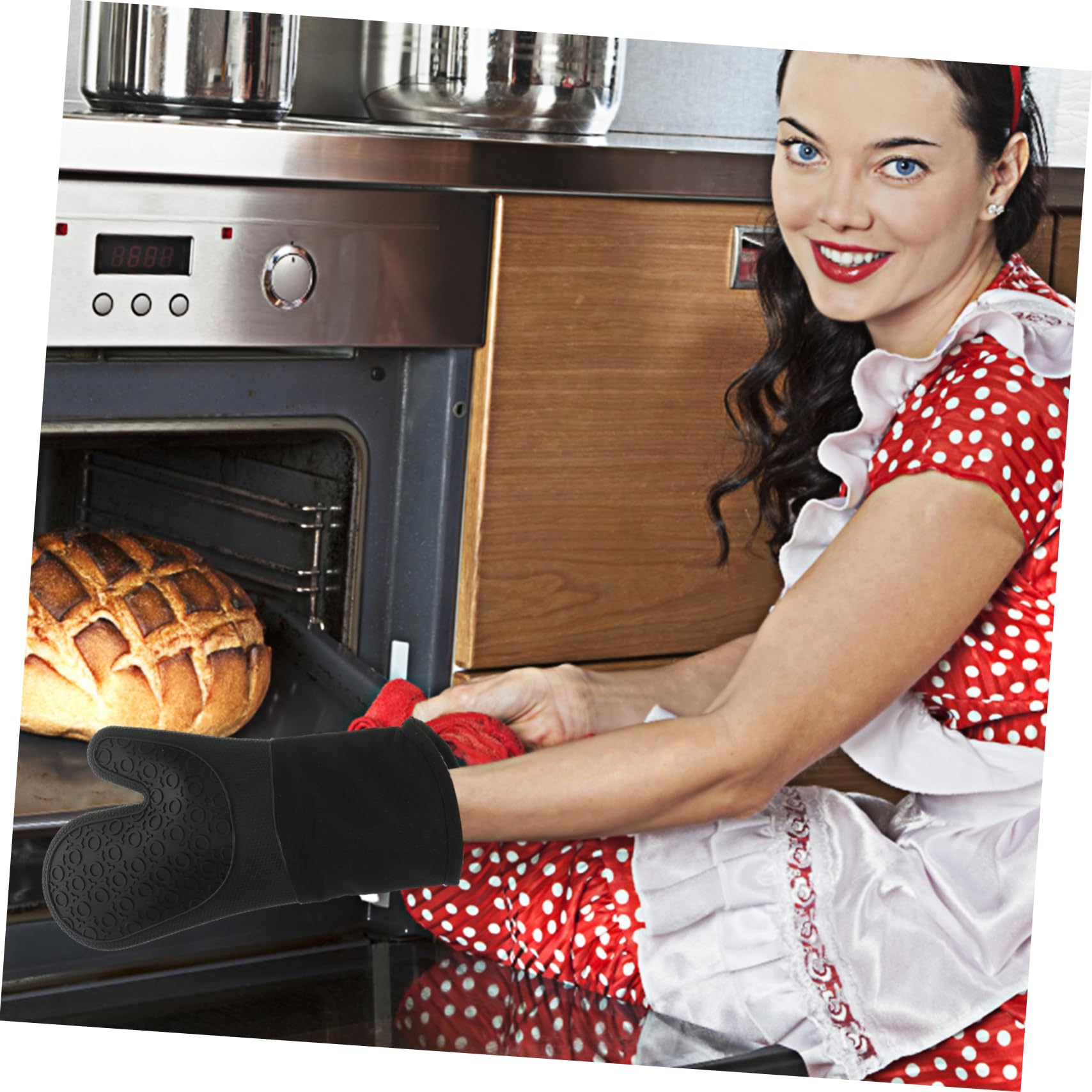 2sätze Ofenhandschuhe Hitzebeständig Sets Silikon Küchenhandschuh Grillhandschuhe Verdickte Backhandschuhe Mikrowellenhandschuhe Backofenhandschuhe