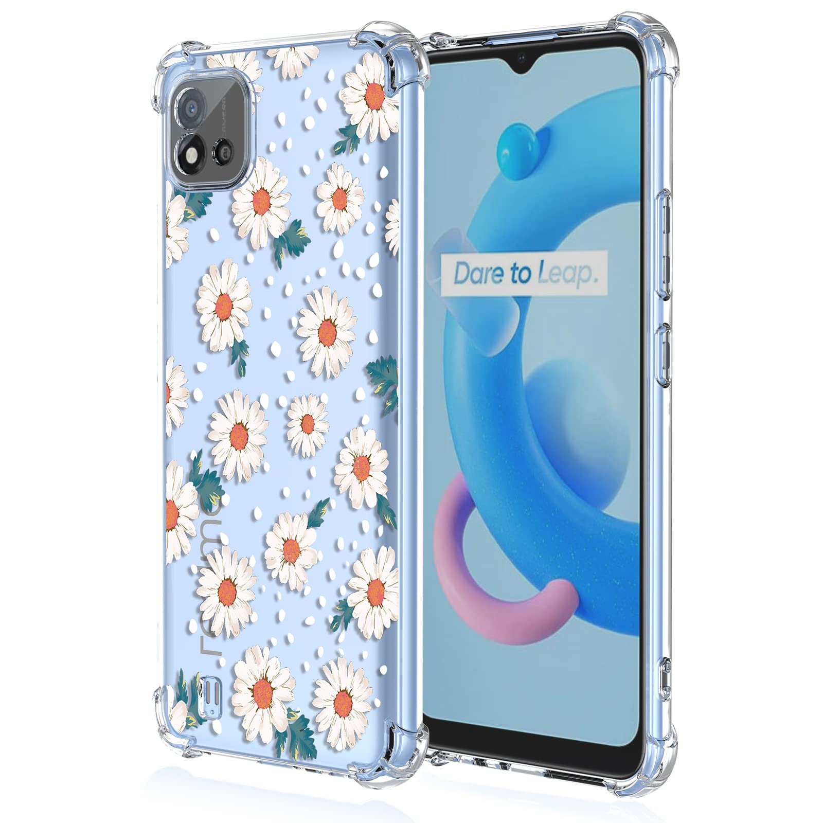 Custodia XINYEXIN Per Realme C11 (2021) Con Motivo Floreale E Tacco A Spillo - Cover In TPU Trasparente Antiurto Con Angoli Rinforzati E Protezione Fotocamera - Per Ragazze E Donne - 3
