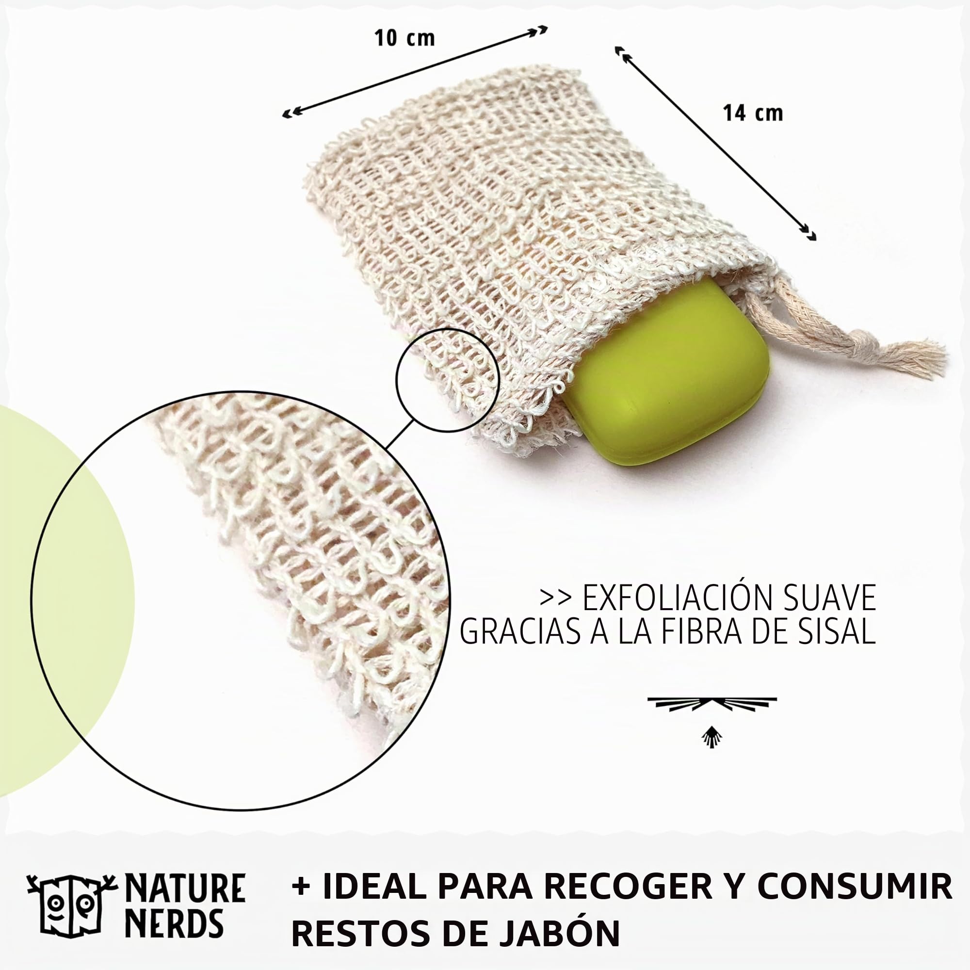 Bolsas de jabón de sisal Juego de 3 – Red de jabón libres de plástico