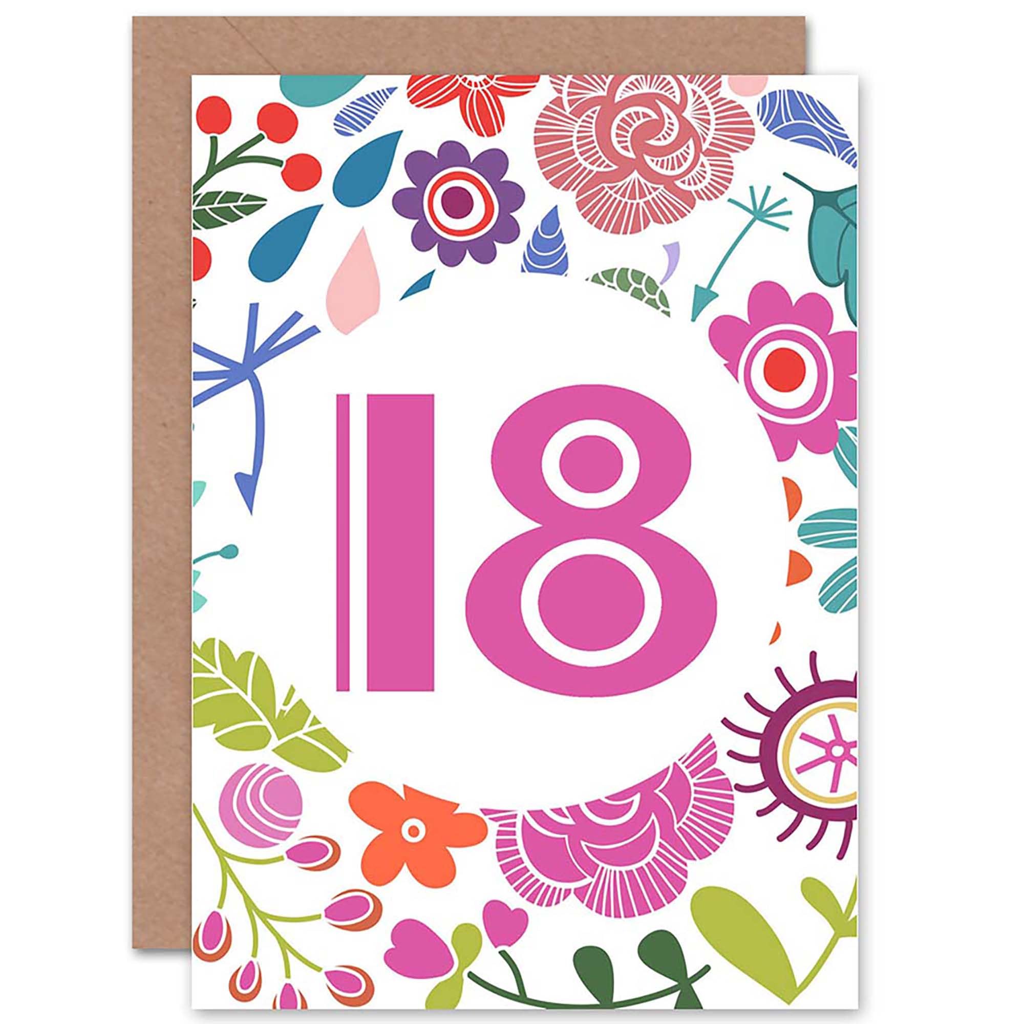 Wee Blue Coo CARD BIRTHDAY 18 EIGHTEEN FLORAL THEME GIFT