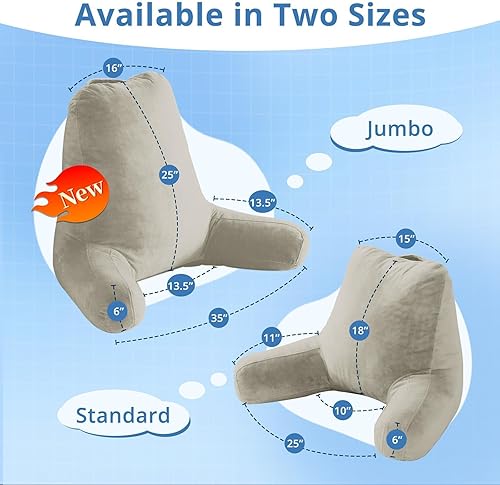 Miniatura 2 de Sasttie Almohada de lectura para sentarse en la cama, de espalda, respaldo para silla de apoyo, artículos esenciales para dormitorio universitario,