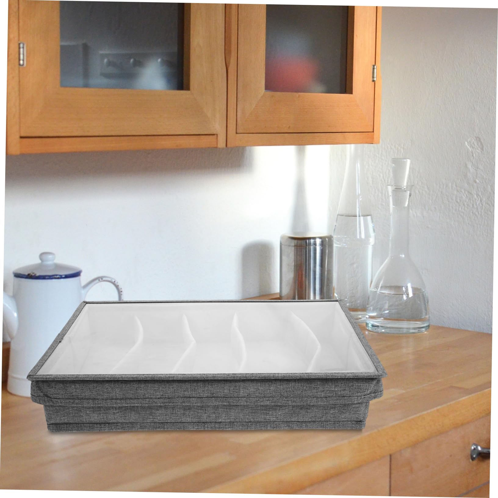 Caja Organizadora para Cubiertos con Divisores, Plegable y Portátil, Material Poliéster y Cartón, Ahorro de Espacio Adecuado para Uso al Aire Libre y Viaje