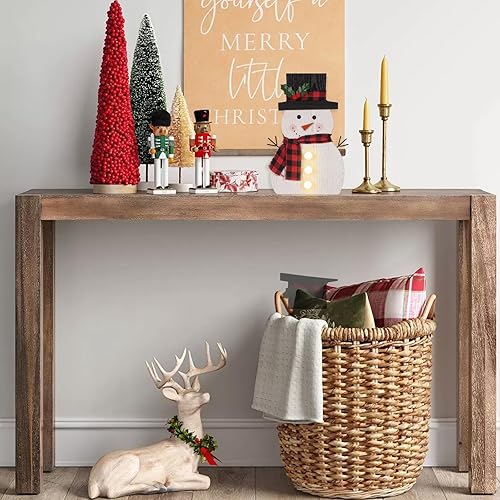 Miniatura 2 de Decoraciones de Navidad para el hogar, decoración de muñeco de nieve con luz LED, con temporizador, letrero de Feliz Navidad, letrero de madera
