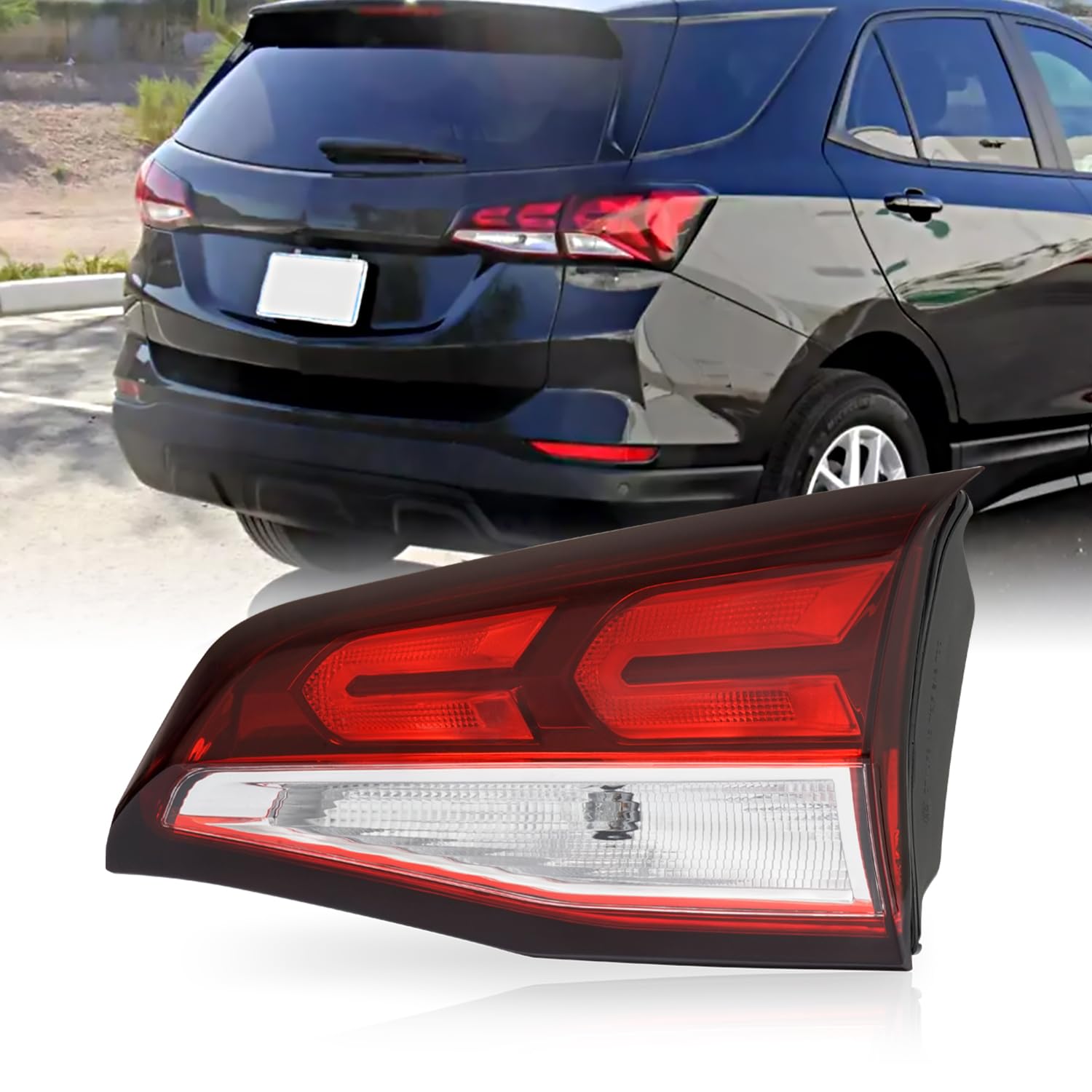 AKKON - Fits 2022 2023 2024 Chevy Equinox [Halogen Type] Chrome Red Brake Tail Light Inner Passenger Righjt Replacement