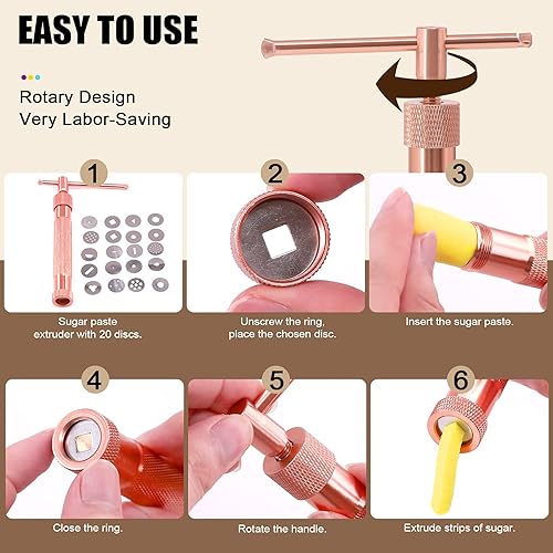 Miniatura 5 de 37 piezas de extrusora de arcilla de acero inoxidable, extrusora de pasta de azúcar, juego de herramientas de decoración de fondant con discos,