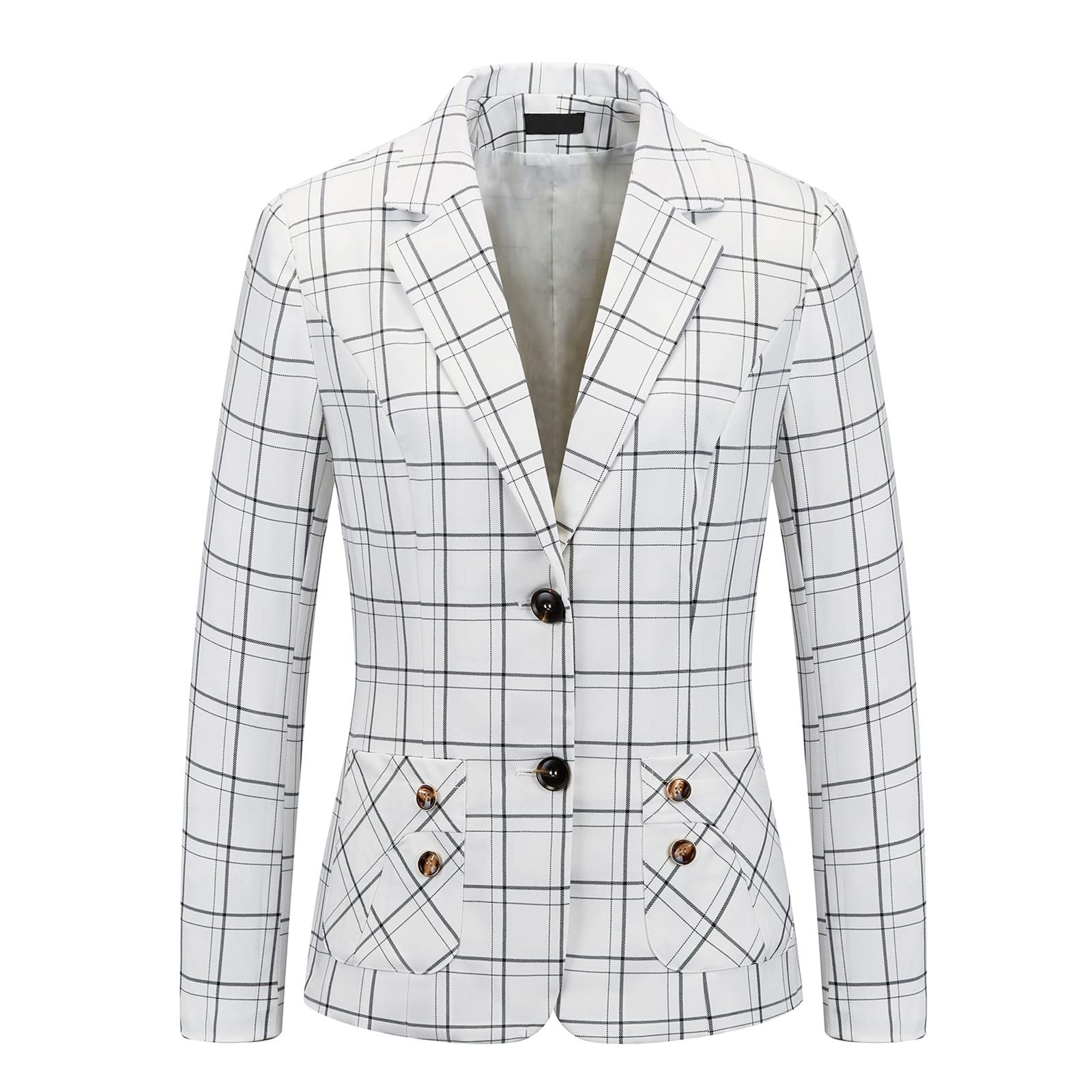 MODFUL Tuta da donna formale in 2 pezzi con pantaloni scozzesi elegante da ufficio classico per donna UK
