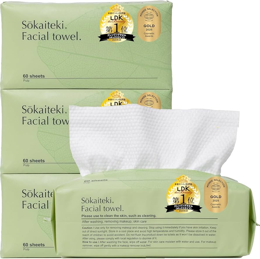 Amazon | Sokaiteki クレンジングタオル フェイシャルタオル 60枚入り Amazon | Sokaiteki クレンジングタオル フェイシャルタオル 60枚入り