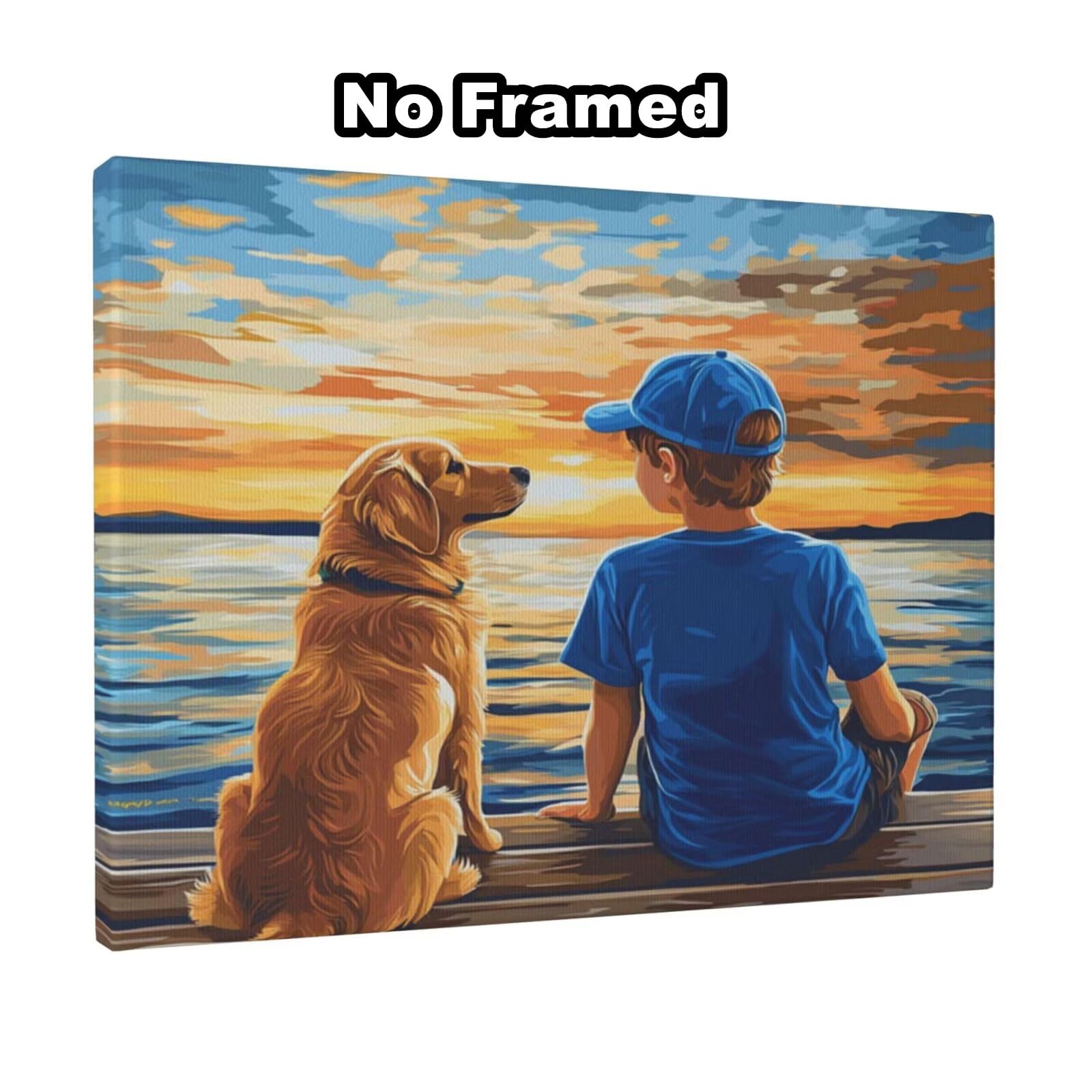 Malen nach Zahlen für Erwachsene, Motiv: Hund, Malen nach Zahlen für Anfänger, Acryl-Peinture a Numero mit 6 Pinseln, DIY-Ölgemälde, Kunst-Bastelsets für Wanddekoration – (90 x 60 cm, rahmenlos) MK355