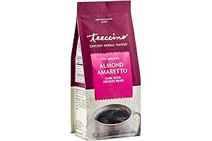 Teccino Organic Chicory-Based Coffee Alternative, Amaretto Almond Flavor, Medium Roast, 11 Ounce Bag