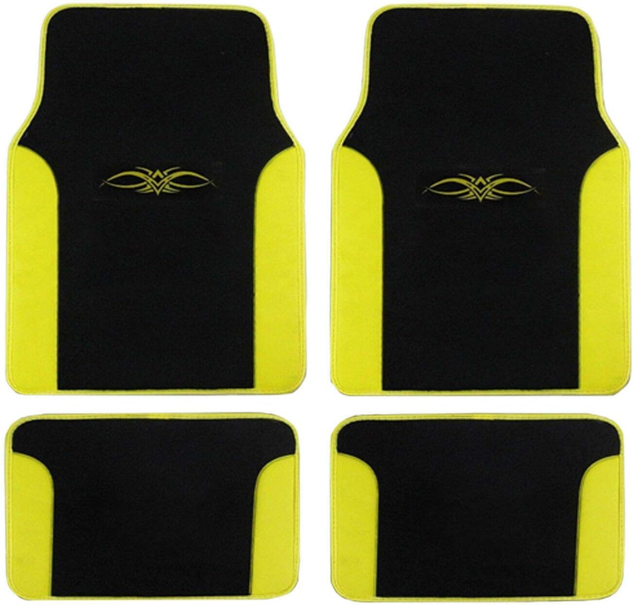 C.P.R. Tribal Tattoo Design Floor Mats 2 Tone Universal Carpet Vinyl 4 Pcs Car Truck (Beige)