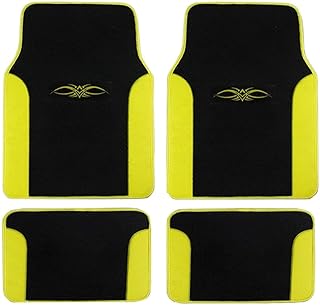 Tribal Tattoo Design Car Floor Mats 2 Tone Universal Carpet Vinyl 4 Pcs Car Truck (Yellow)
