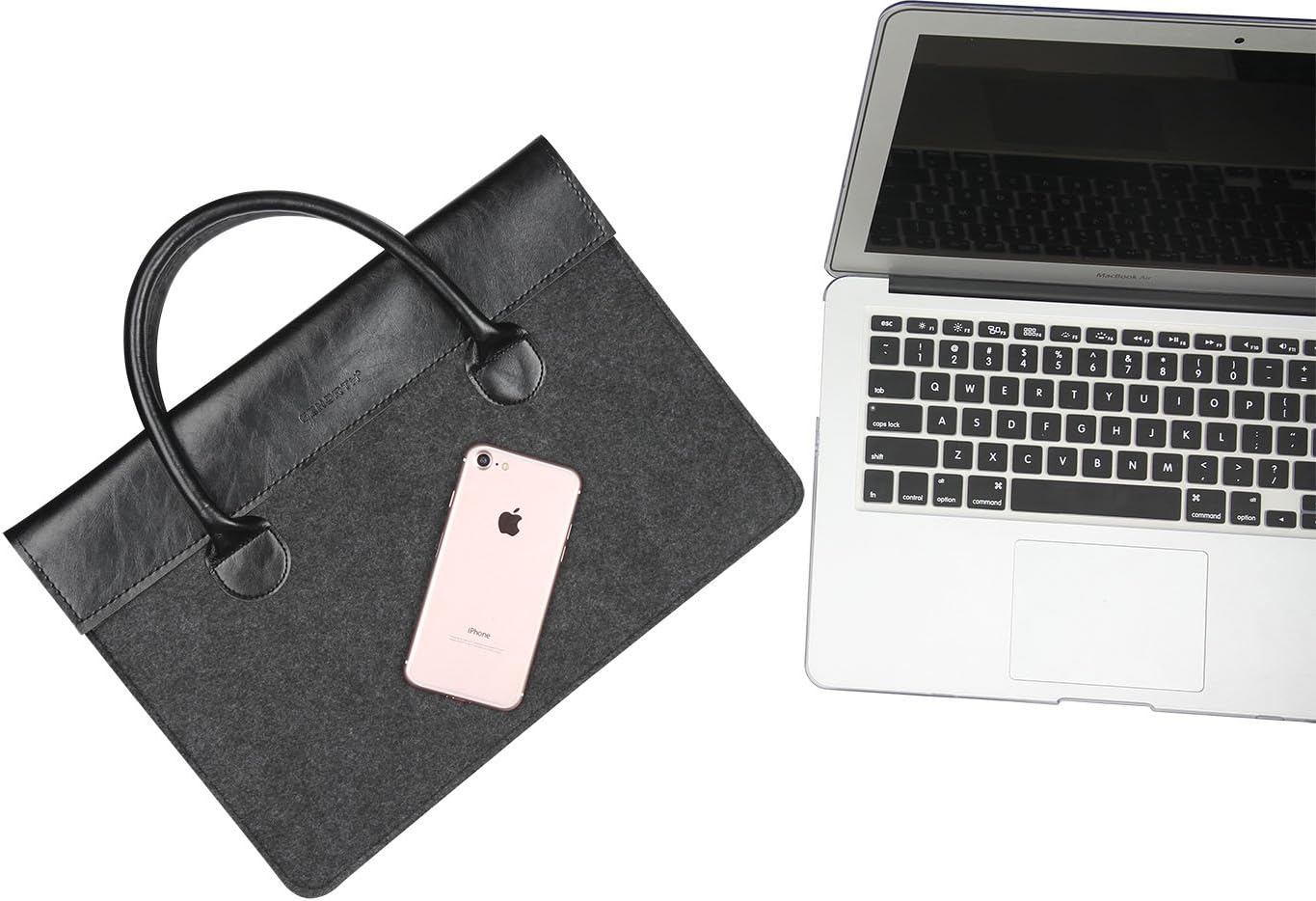 Leather Laptop Bag Sleeve Case Handbag Briefcase Carrying Bag Cover (12 Inches, Black)