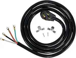 Certified Appliance Accessories 50-Amp Appliance Power Cord, 4 Prong Range Cord, 4 Wires with Eyelet Connectors, 10 Feet, Copper Wire