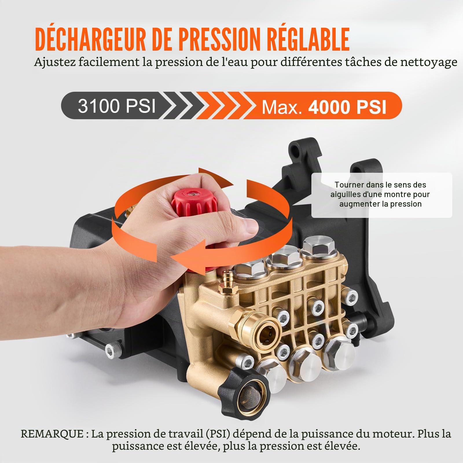 VEVOR Pompe de nettoyeur haute pression, piston triplex horizontal à arbre 25,4 mm, 4000 PSI, 4,0 GPM, kit pompe de remplacement avec matériel, pour Simpson MorFlex 40224, 40225, 40226, Santoprene