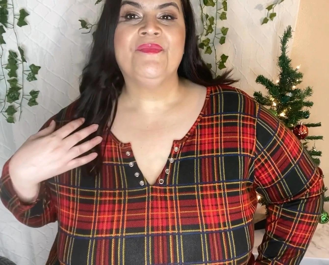 TIYOMI Plus Size Tops for Women Long Sleeve Shirts V Neck Sexy Eyelet Tee Fall Winter Blouse XL-5XL (14W-28W) - Image 3