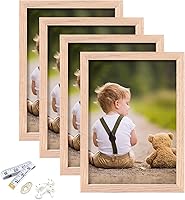 Vista 19 de Marco de fotos de 4x6 pulgadas, marco de fotos de madera de ROBLE con vidrio Perspex para exhibición vertical u horizontal en mesa o pared