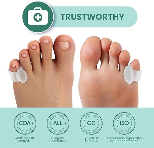 Miniatura 4 de Welnove Separador de dedos de gel, paquete de 12 espaciadores de dedos meñiques, espaciadores de dedos pequeños de silicona con infusión de extracto