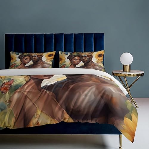 Miniatura 4 de 3-Piece Quilt Set Afro Black King Queen Romantic Love Coverlet, All-Season, Twin, American Couple -1 Duvet Cover & 2 Pillowcases(No Comforter)