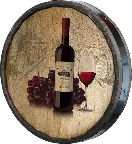 Vista 112 de THOUSAND OAKS BARREL CO. Personaliza el letrero de un cuarto de barril con cócteles de gato negro, barril de vino hecho de madera de roble de alta