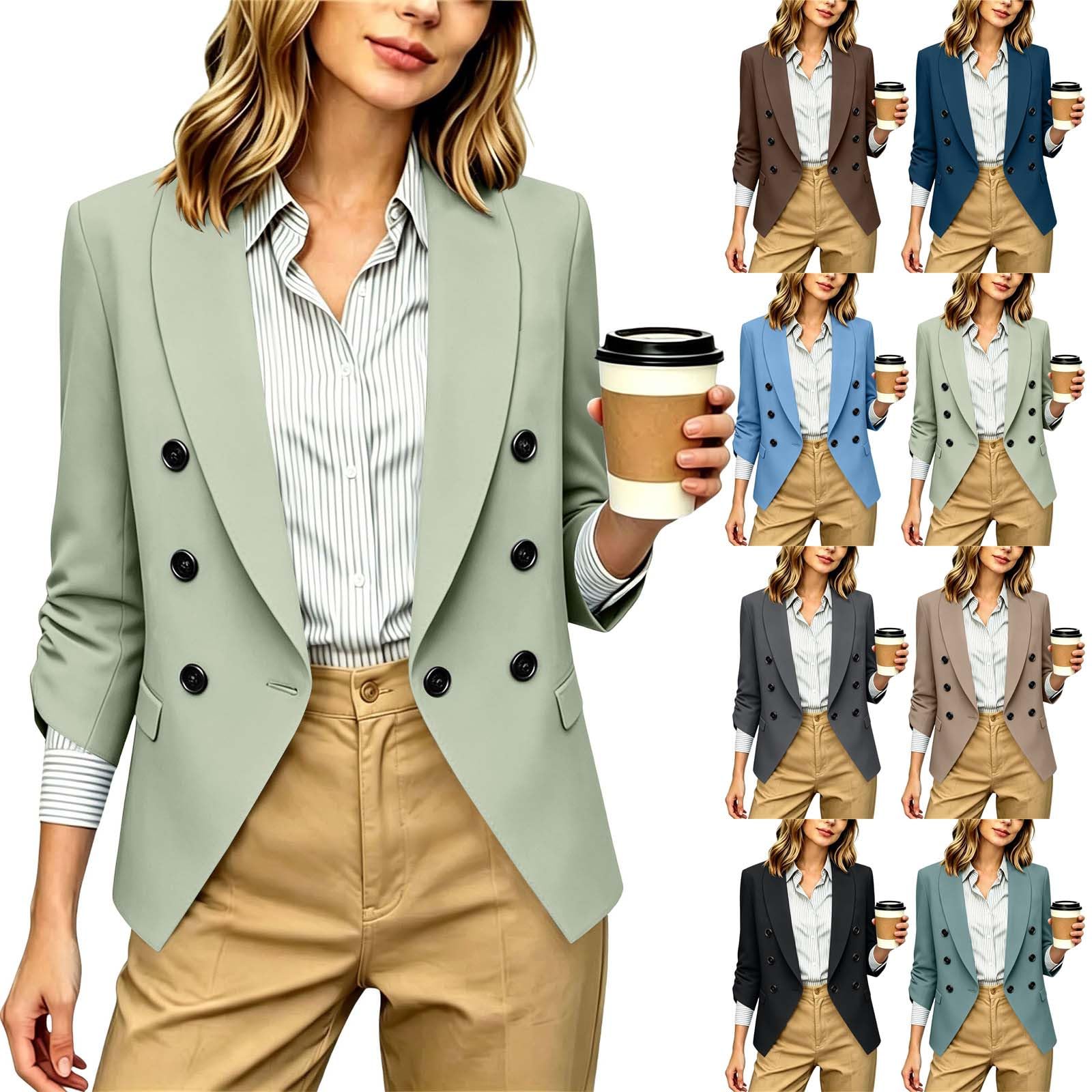 Blazer Damen Elegant Sakko Arbeit Anzug Sportlich Business Outfit | EIN-Knopf-Blazer mit Reverskragen, 3/4 Ärmel Blazerjacke, Einfarbig Longblazer Slim Fit Anzüge Suit Anzugjacke Damenblazer