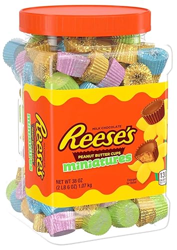 Reese's Miniatures - Tazas de chocolate con leche y mantequilla de maní, recipiente de Pascua (38 onzas), 38 onzas