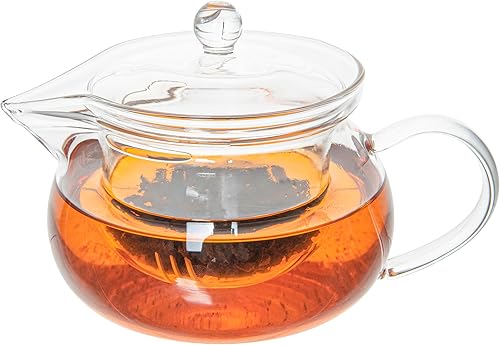 Restaurantware Forma - Tetera de vidrio de 17 onzas, 1 tetera de vidrio de doble pared, no se astilla, reutilizable, de vidrio transparente, doble