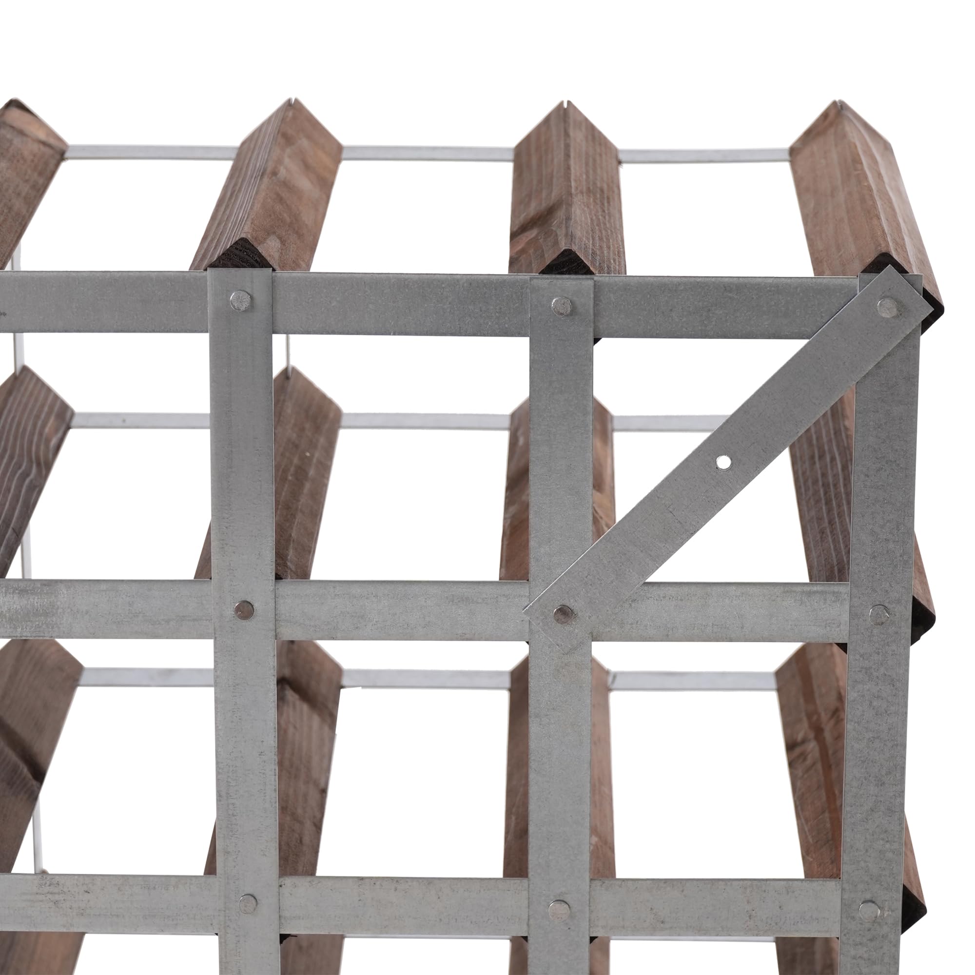 Portabottiglie per 12 bottiglie. Legno scuro, consegnato assemblato