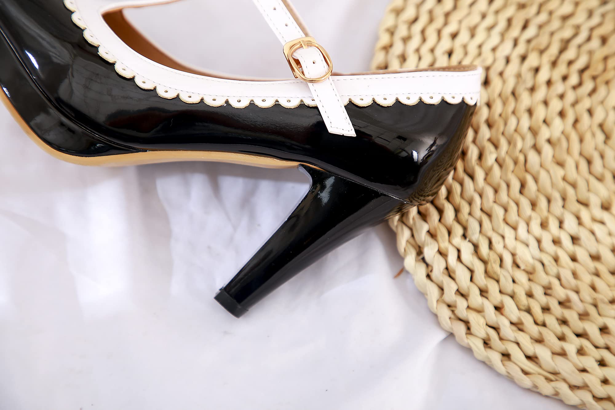 Zapatos de tacón alto con hebilla de aguja para mujer, zapatos casuales fáciles de caminar de 9 cm, talla grande z225-8s