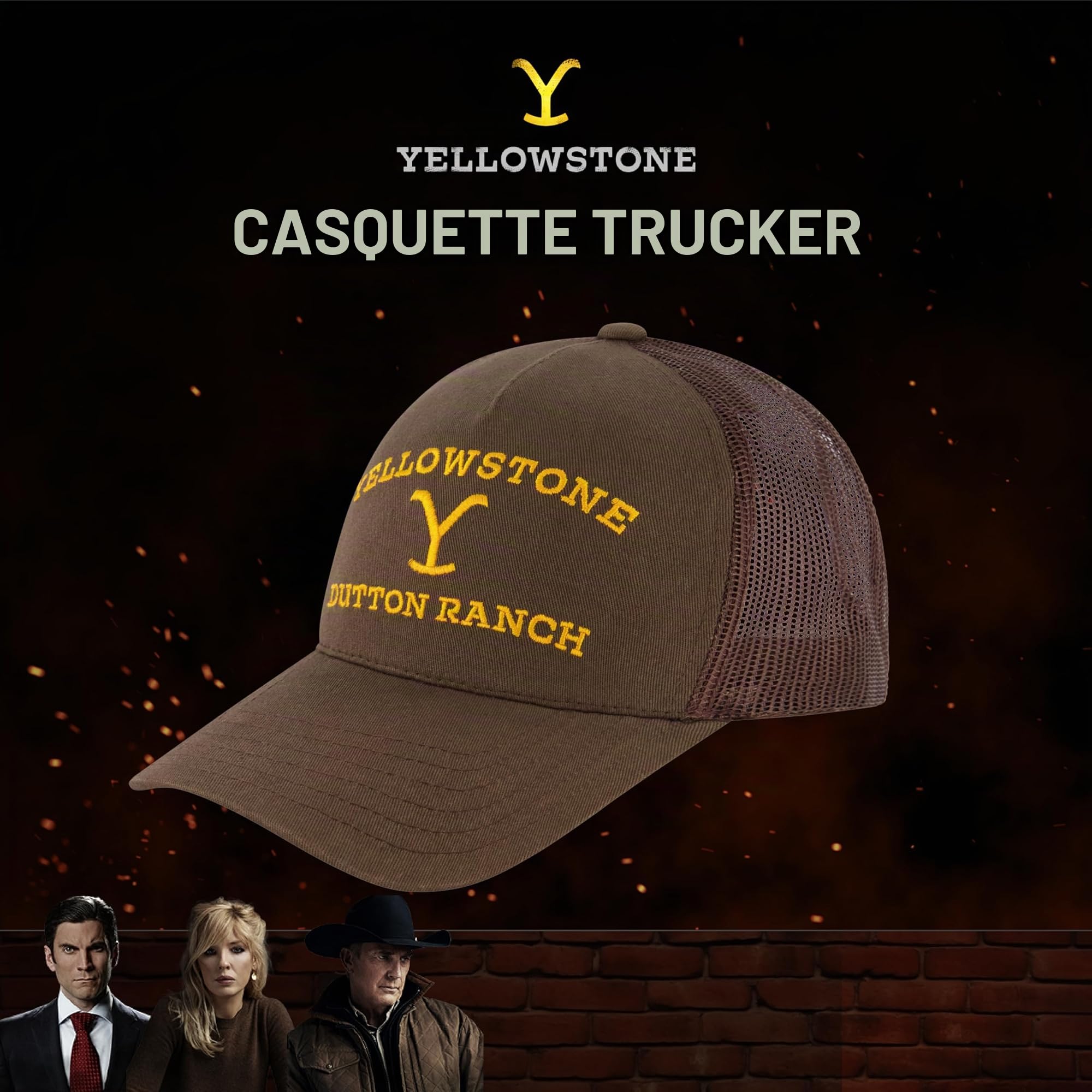 Concept One Yellowstone Adjustable Snapback Mesh Snapback Trucker Hat with Curved Brim - Casquette de Baseball - Mixte