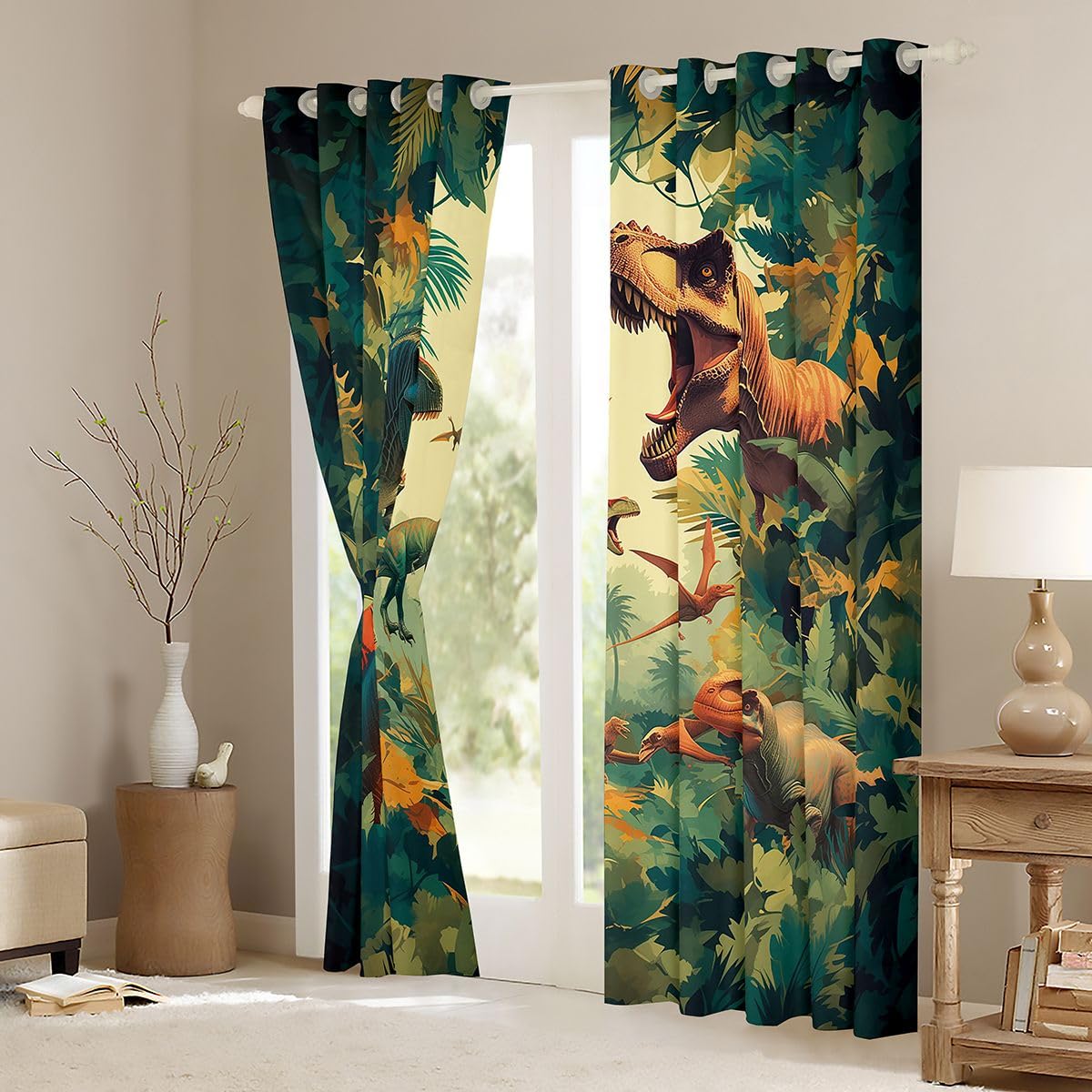 Homewish Lot de 2 Rideau Occultant 140x175cm Dinosaure