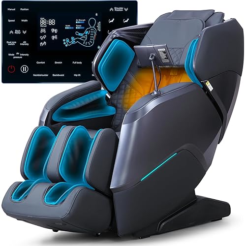 4D+3D Dual Mechanism Massage Chair Full Body, Zero Gravity Massage Chair Recliner with Segmented Dual SL Track, AI Fatigue Health Detection, 160° Flat Stretch, 8" HD Touchscreen & Voice Control, Black