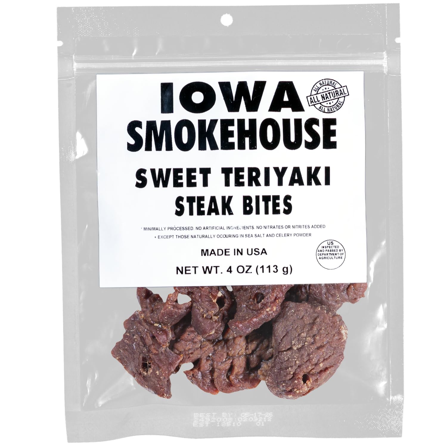 IOWA SMOKEHOUSE Steak Bites, Sweet Old Fashioned - Tender Nugget Meat Snack - All Natural & Gluten Free - 9g of Protein, All USA Beef - 8 Oz (resealable bag)