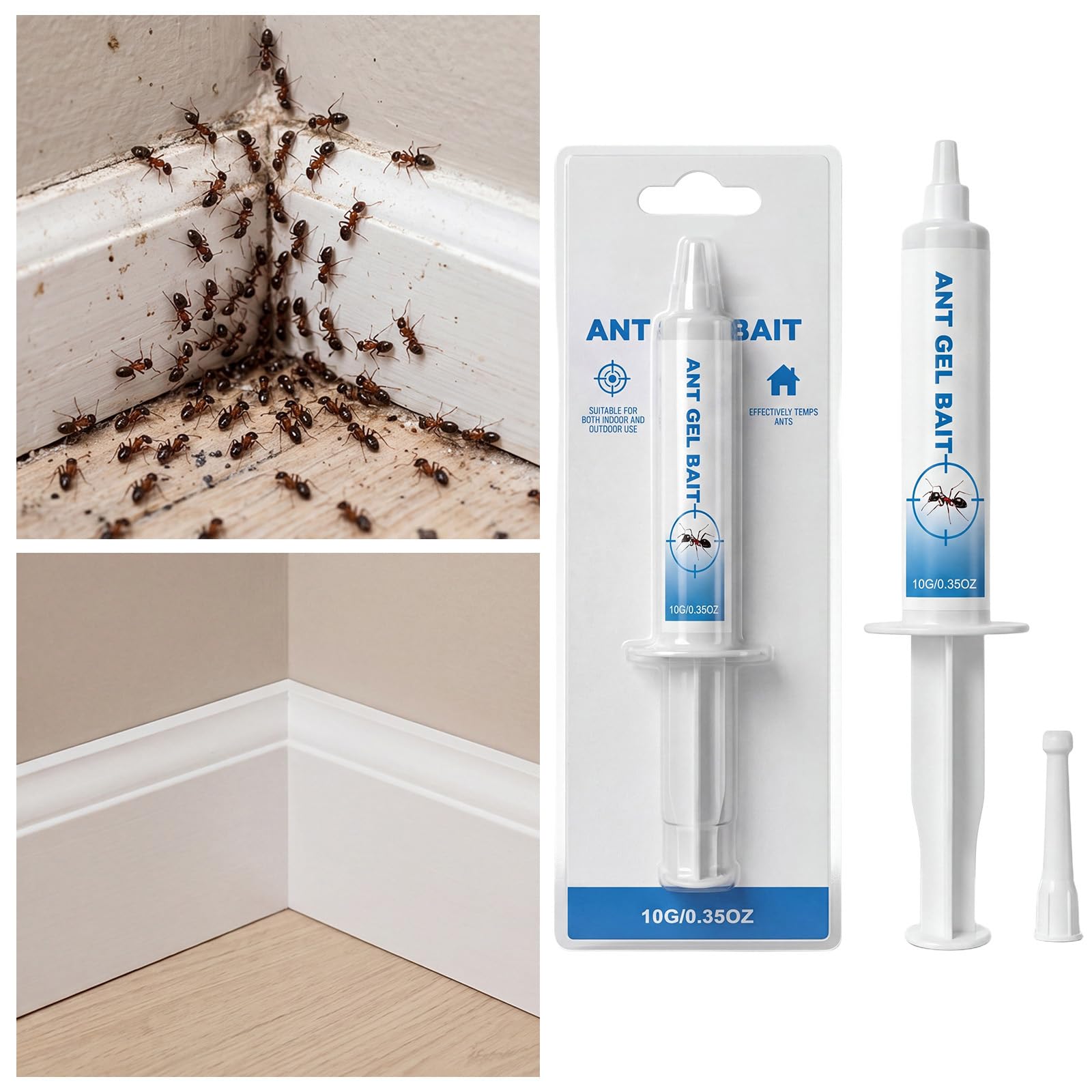 Ant Attract Gel Bait, Home Ant Lure Gels for Kitchen & Bathroom, Targeted Feeding Gel for Common Household Ants, Easy Squeeze Application (1PC, One Size)