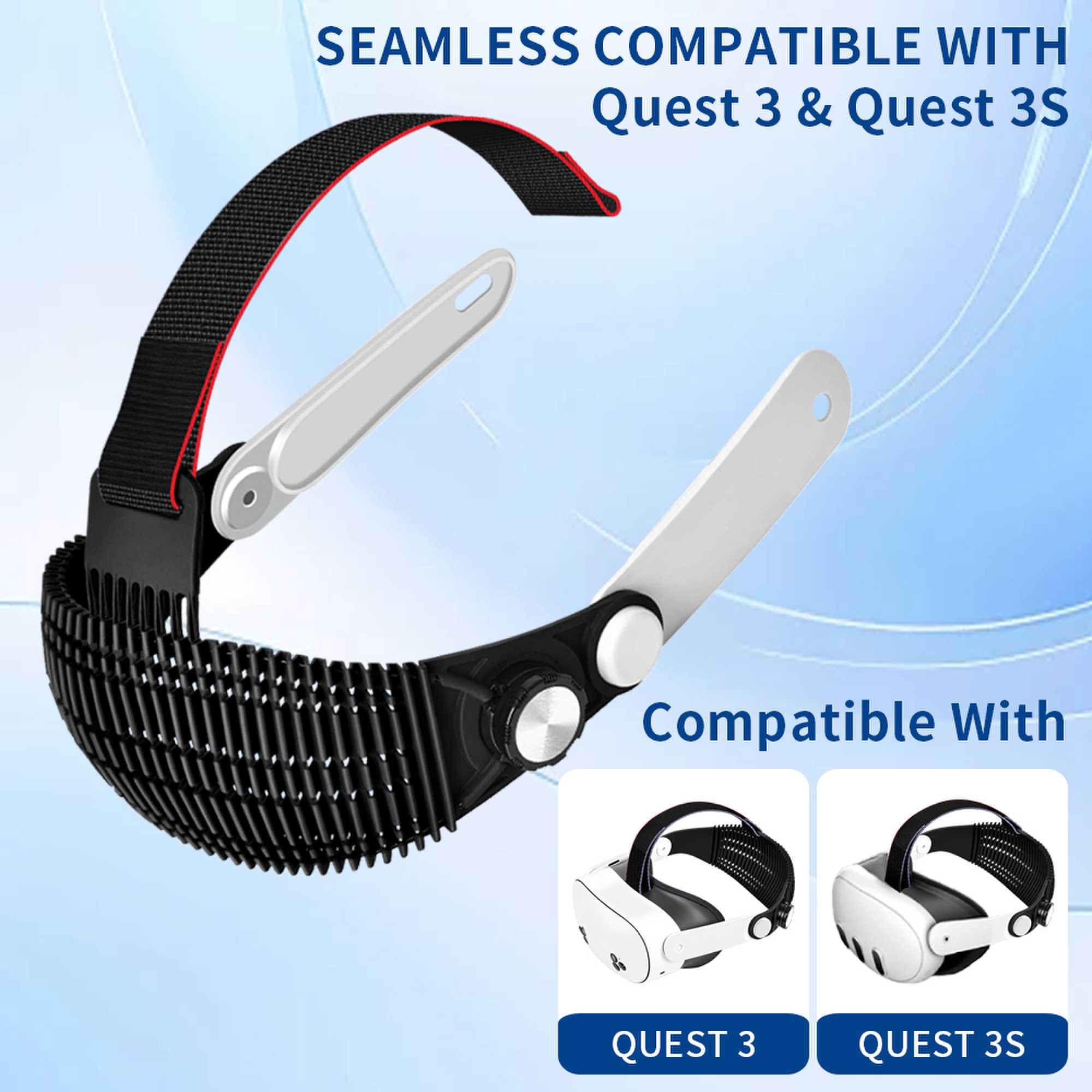 Cinghia per la testa per Meta Quest 3/3S, per giochi VR sdraiati, sollievo dalla pressione, cinghia regolabile ultra leggera da 89,9 g, design ergonomico, accessorio pieghevole Elite Strap