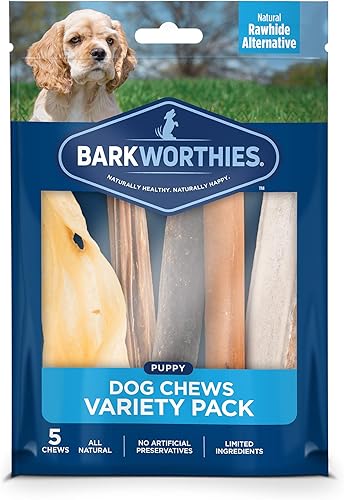 Barkworthies Paquete variado de cachorros – 5 unidades (paquete de 1) – Rico en proteínas, totalmente natural, fácilmente digerible, alternativa de