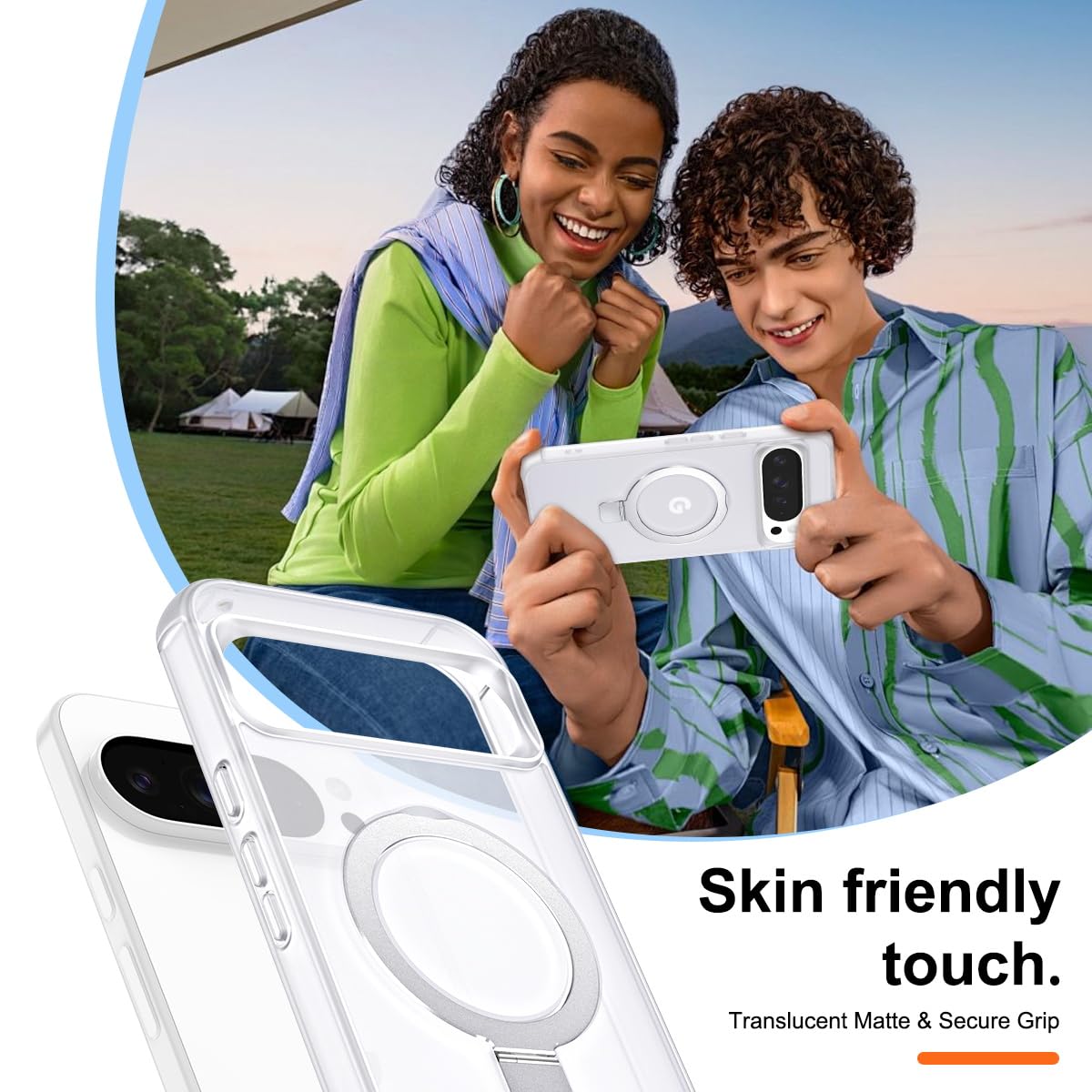 CHAOFEnG Funda magnética compatible con Google Pixel 11 y Pixel 11 Pro con soporte [probado contra caídas de grado militar] [compatible con imán] anillo translúcido delgado con parte trasera dura