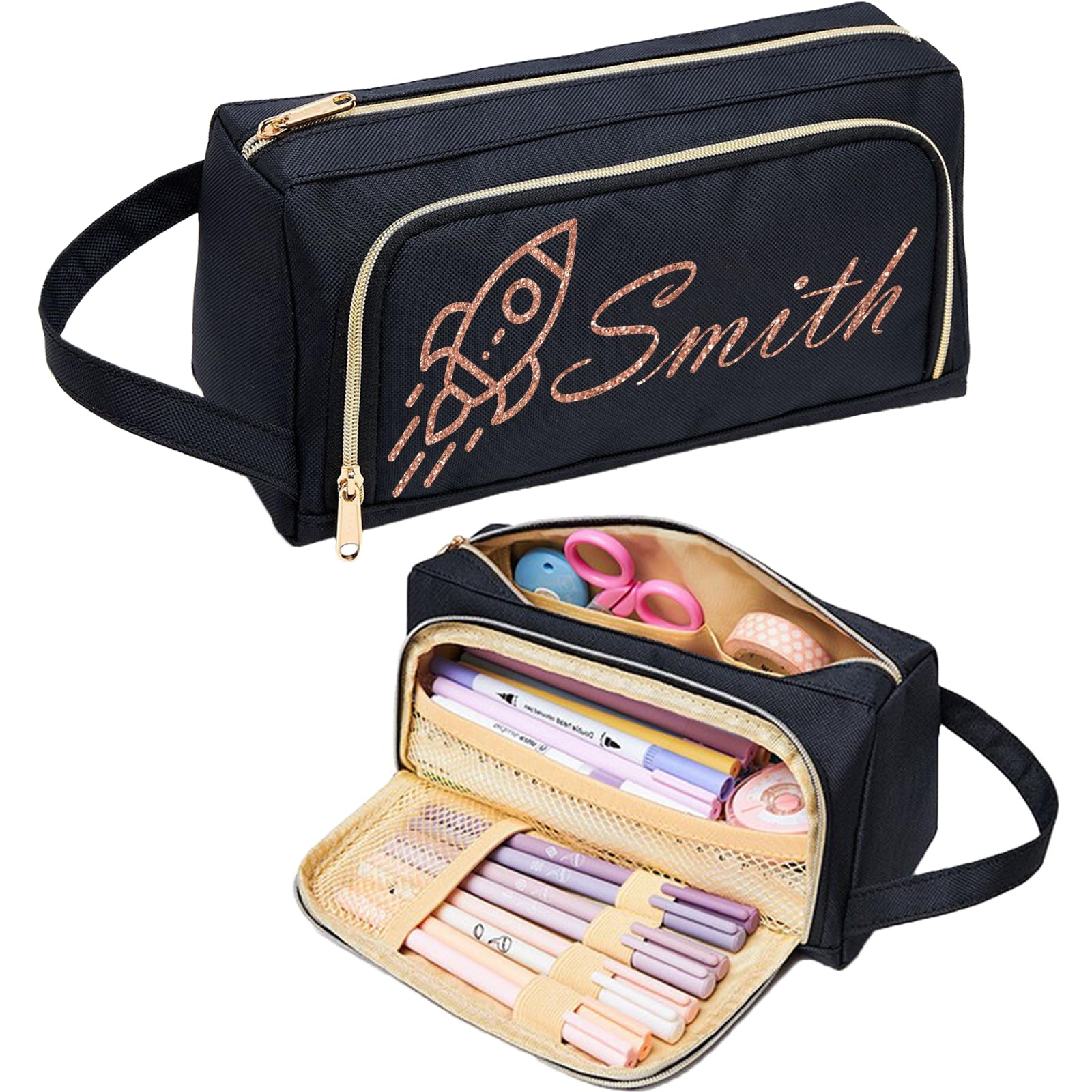 jcyif Personalized Pencil Case Custom Pencil Case with Name Big Capacity Cosmetic Bag for Gift Travel Essentials Toiletry Bag for Women Man Pencil Box