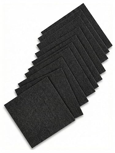 RENODY 12x12 Dark Gray Peel and Stick Carpet Squares (10-Pack)