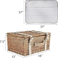 Vista 3 de Willow - Juego de cestas de picnic para 2 personas con bolsa térmica grande aislada y manta de picnic impermeable, cesta de picnic de mimbre