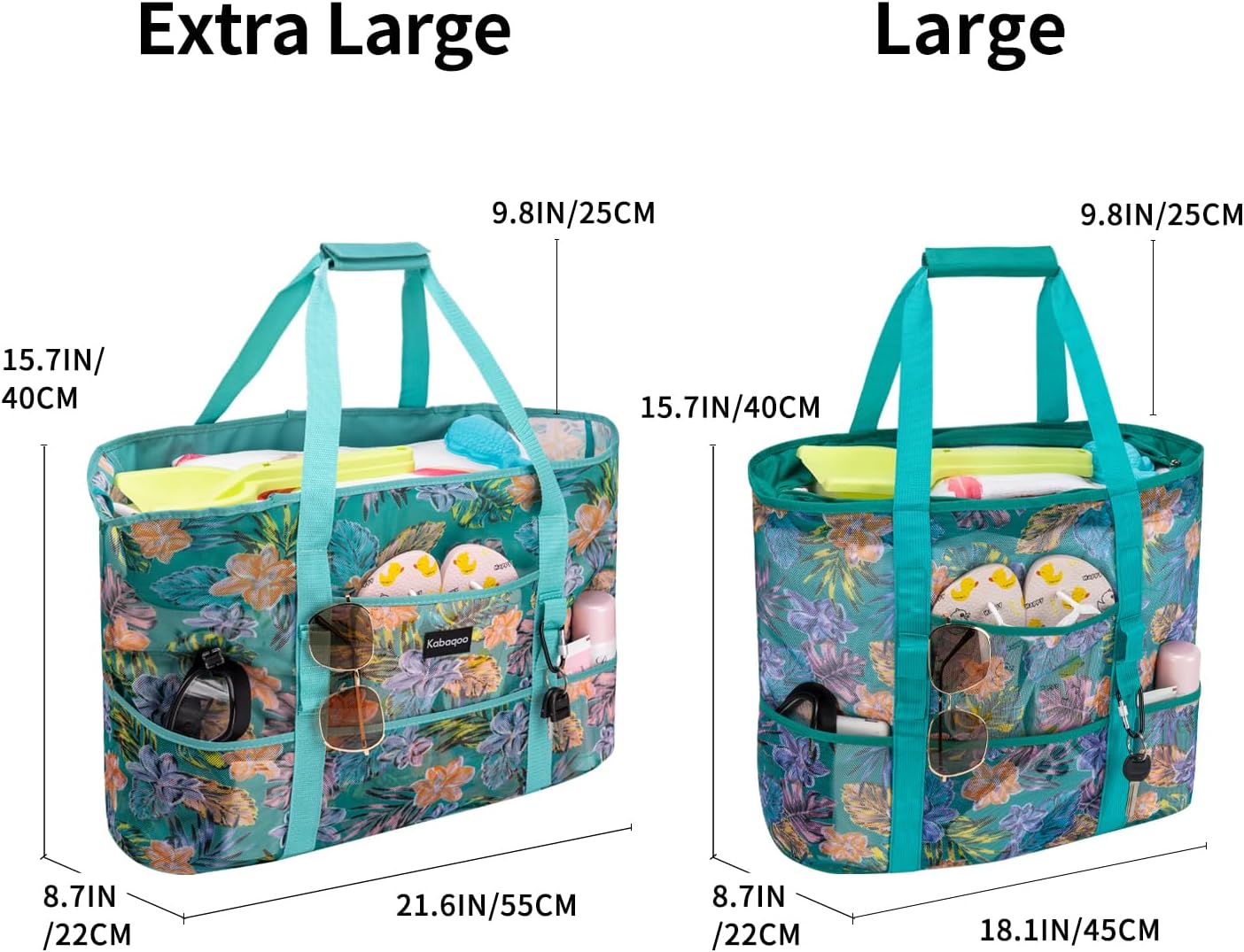 KABAQOO Mesh Beach Bag, Extra Large Beach Bags with 9 Pockets & Zipper Waterproof Lightweight Beach Tote for Beach/Pool Trip | Extra Large, 9 Pockets, Zipper, Waterproof, Lightweight, Beach/Pool Trip - Image 5