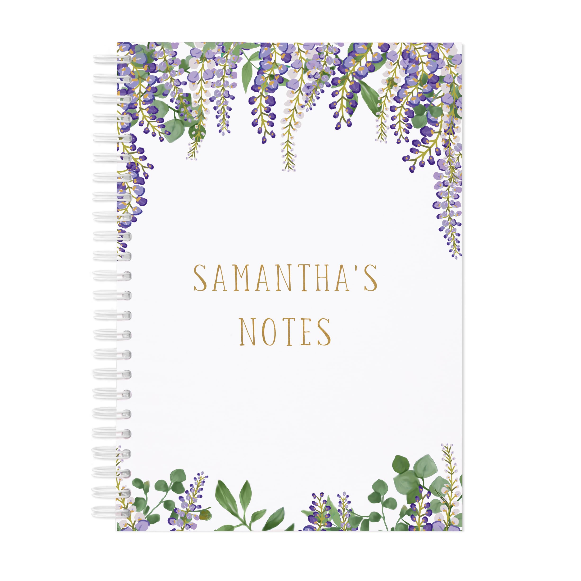 Personalised notebook wisteria edge choice of plain or lined paper | A5 to do list | custom made gift for teacher present | teaching assistant or friend gift (Plain notebook)