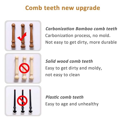 Miniatura 3 de Cepillo de paleta cepillo para el cabello hecho de bambú natural puro sin revestimiento de pintura masajea el cuero cabelludo mientras peinas el