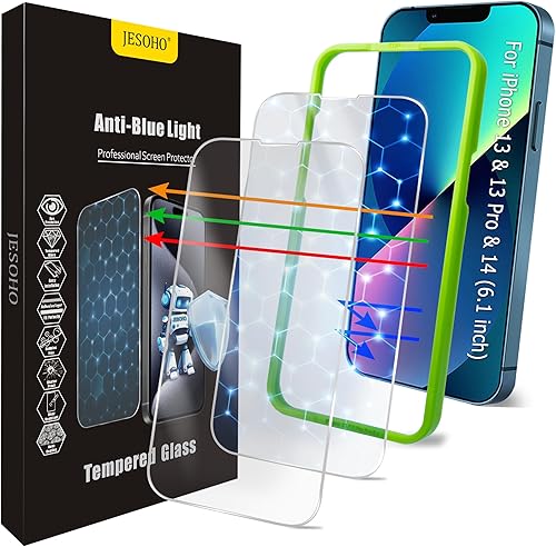 Miniatura 19 de Protector de pantalla antirreflejos para iPhone 15 Pro Max (6.7 pulgadas), bloqueo de luz azul, vidrio templado HD antirreflectante de grado militar