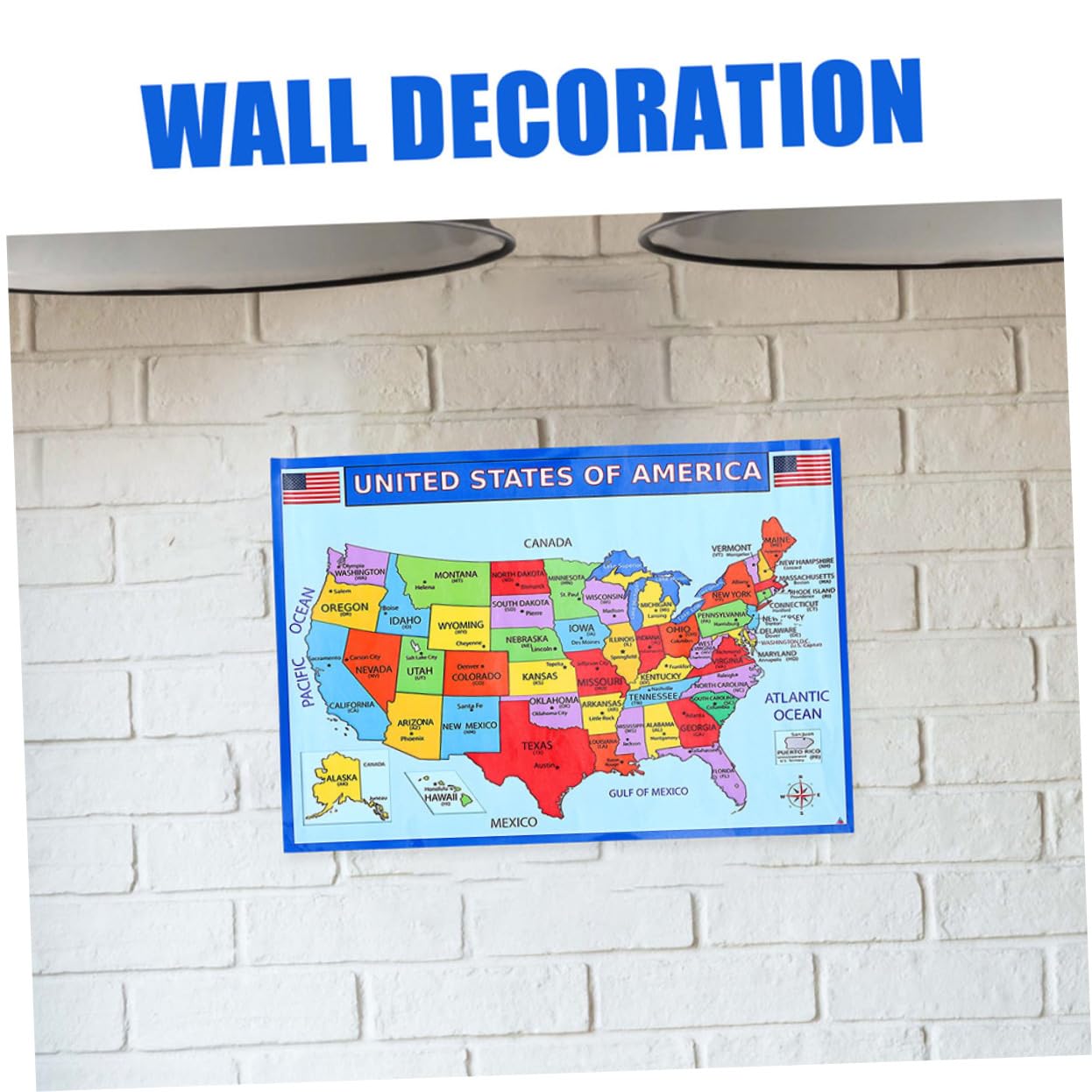 FUNOMOCYA Usa Map Educational Classroom Poster Bright And Versatile Geography Map for Teaching And Decoration Uv Paper Design