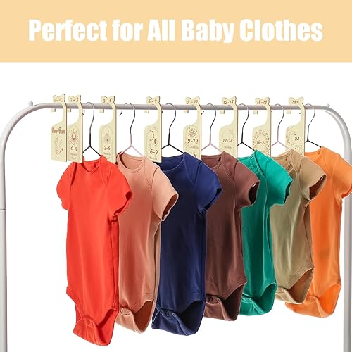 Miniatura 3 de Imtively Organizador de armario de bebé, organizador de armario de bebé, paquete de 8 hermosos organizadores de madera de doble cara para ropa de