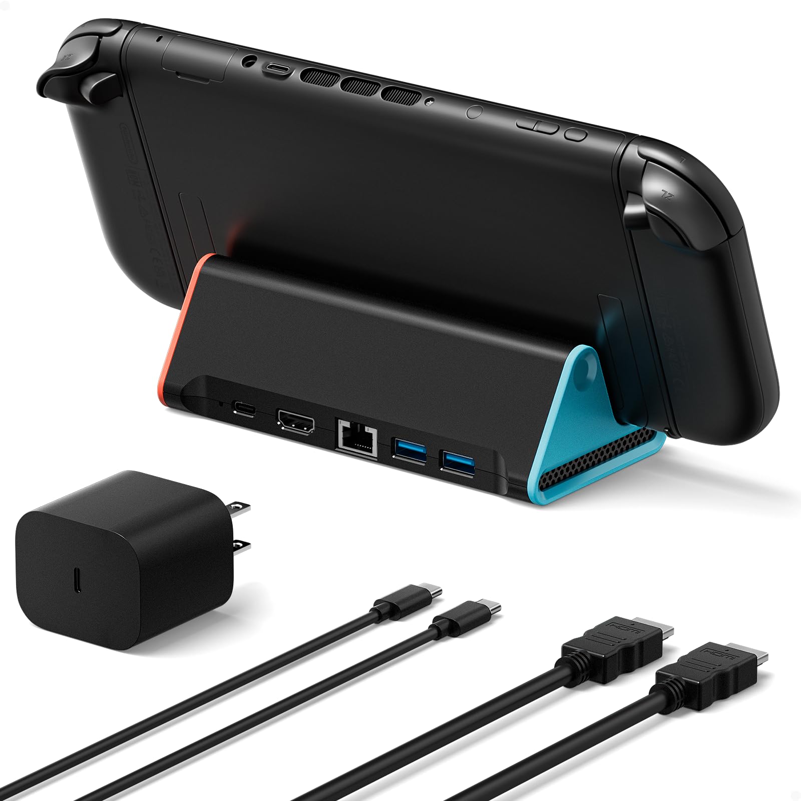 Switch 2 Dock with LAN Port & HDMI Cable & 60w Charger, 4K P